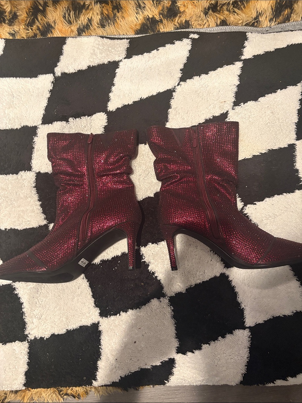 torrid Burgundy Sparkle Mid-Calf Heeled Boots